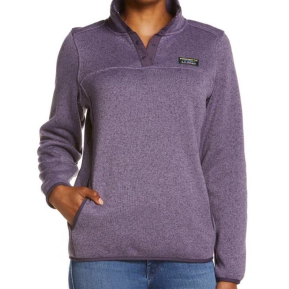 L.L. Bean Heathered Lavender Quarter-Snap Fleece Pullover